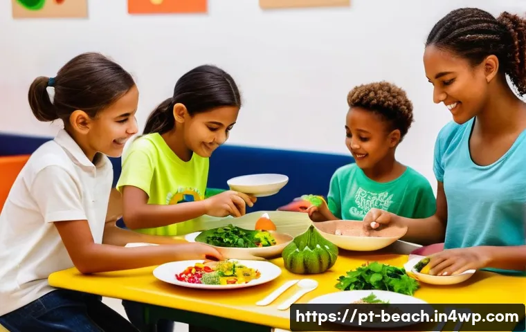 재미있는 식품 교육을 위한 행사 기획 - A vibrant educational event scene in a spacious, well-lit community center in Brazil, featuring dive...